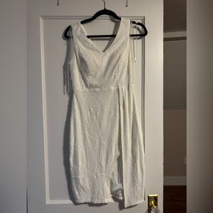 White Sleeveless Mini Dress with tassels